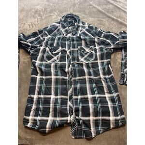 Bke‎ Button Down Long Sleeve Black Plaid shirt Size XL Xlarge Rockabilly